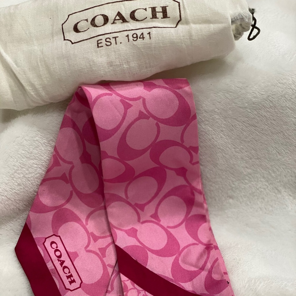 Authentic Coach skinny silk scarf/ bag